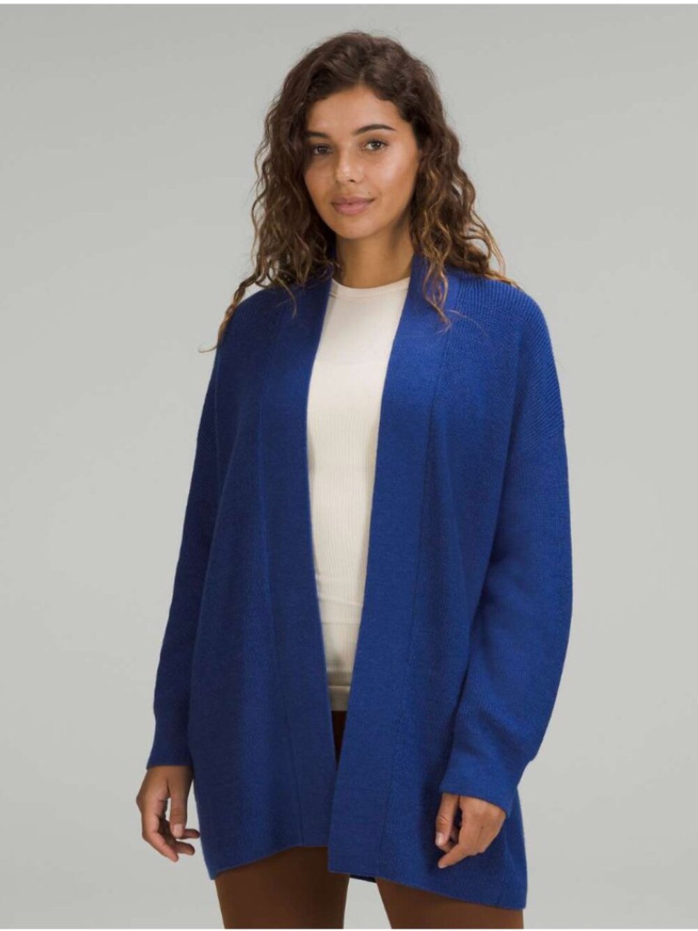 Lululemon Merino Wool-Blend Ribbed Long Wrap Sweater Heathered Psychic